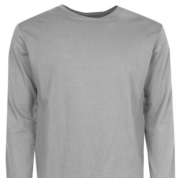 Mens Long Sleeve Longline Scoop T shirt Silver XL - Picture 1 of 4